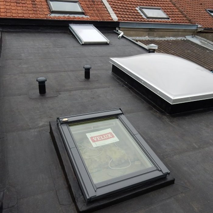 Toiture à faible pente - Toit terrasse avec différents puits de lumière